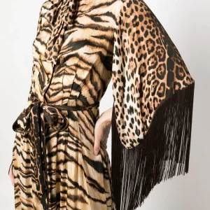 Roberto Cavalli leopard-print fringe dress