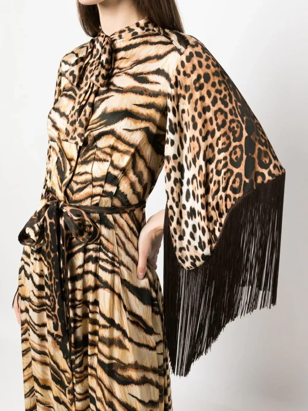Roberto Cavalli leopard-print fringe dress