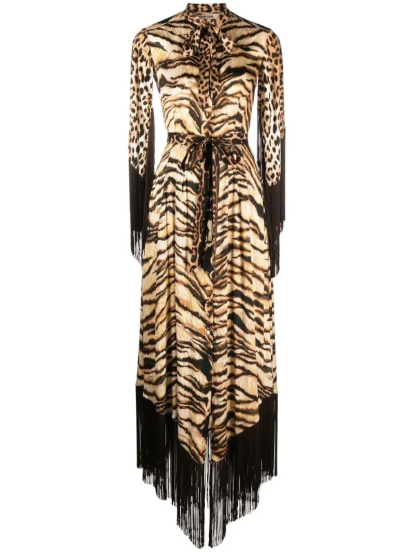 Roberto Cavalli leopard-print fringe dress - Image 3